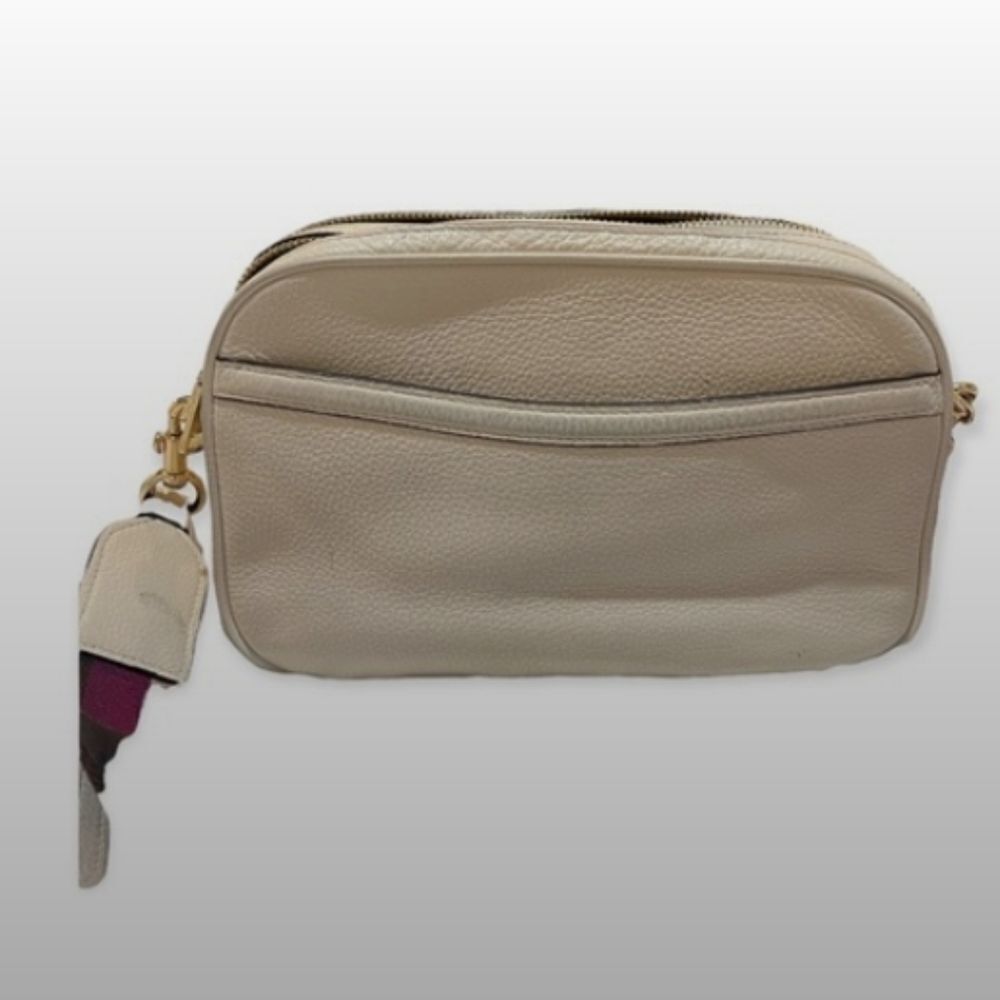 Coach Jes Chalk Crossbody Bag Gold Tone Double Zipper Guitar Strap Womens Purse - Picture 5 of 16